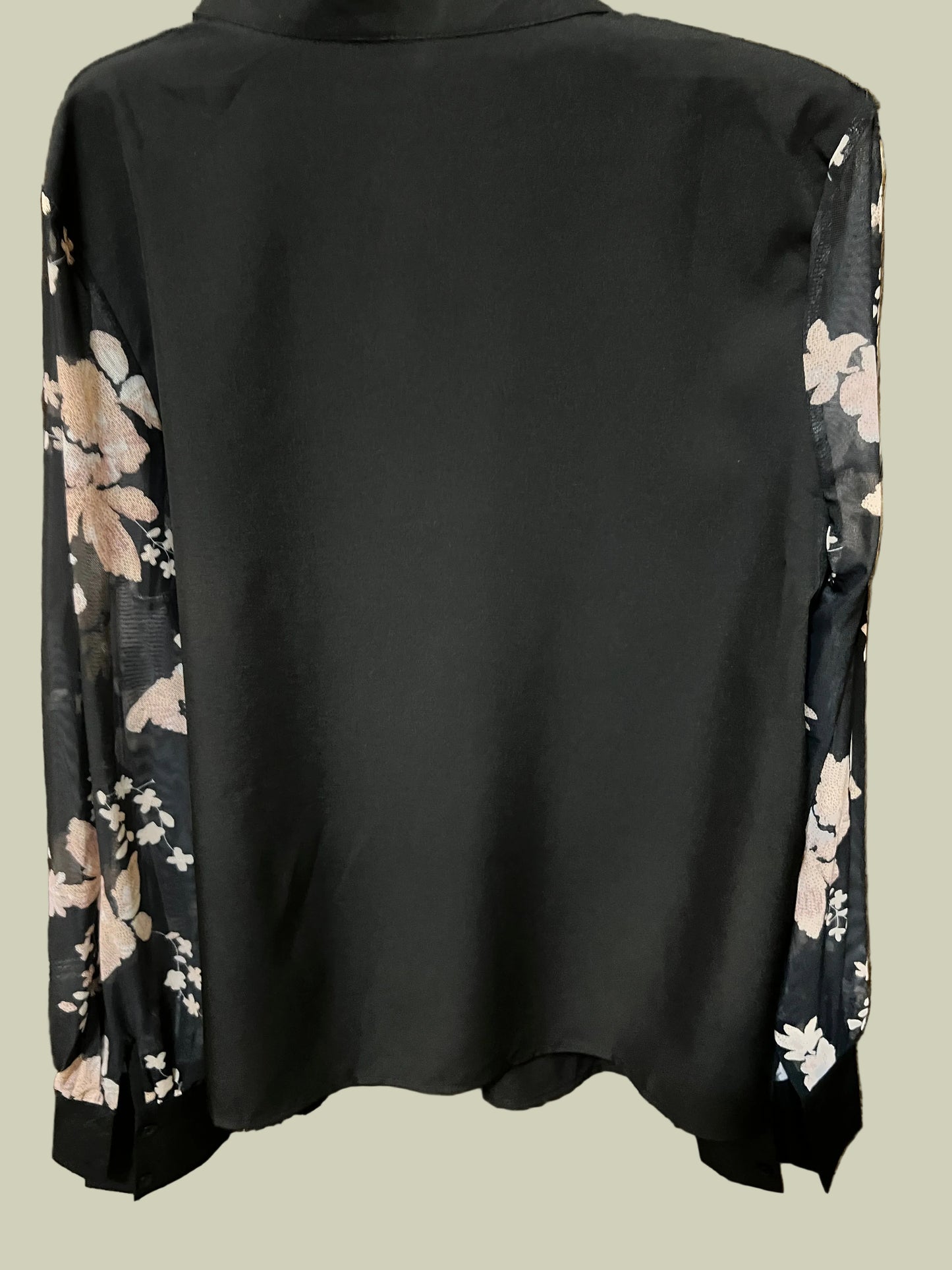 Blouse with Floral Mesh Sleeves