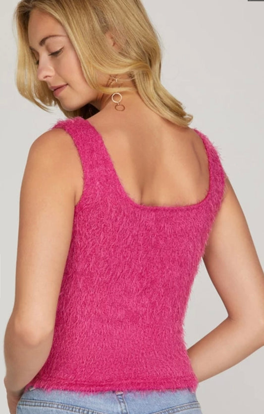 Sleeveless Fuzzy Top