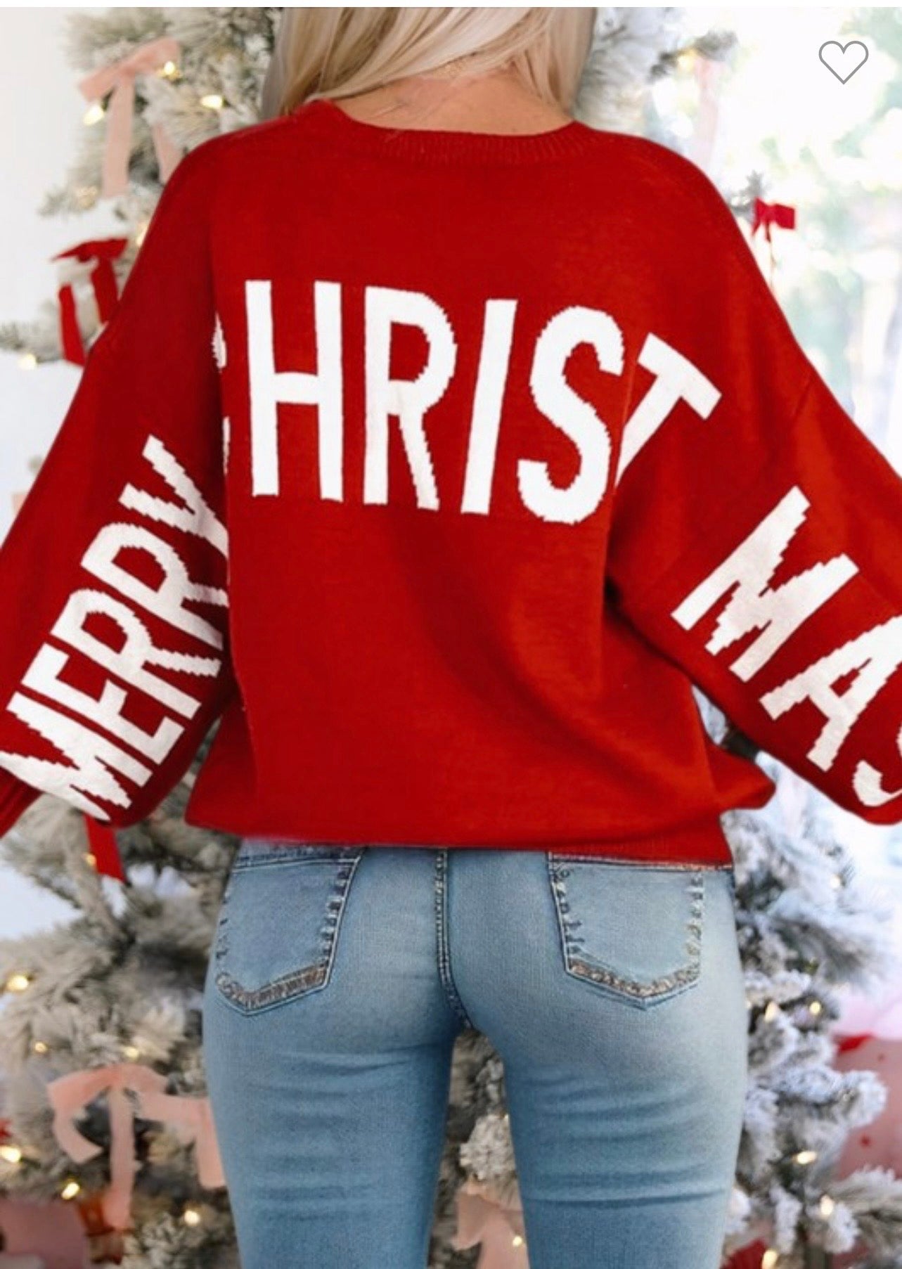 Red Christmas Sweater White lettering
